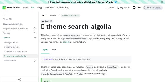 Theme Search Algolia