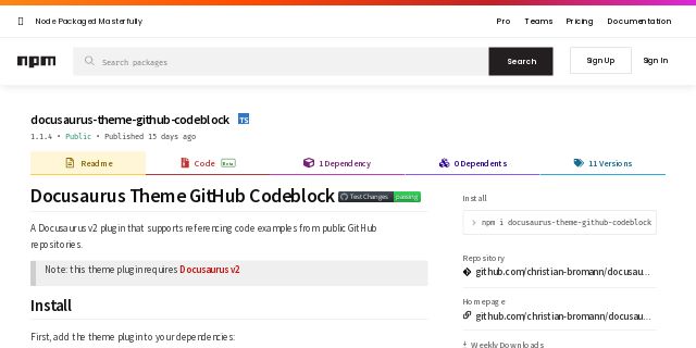 GitHub Code Block
